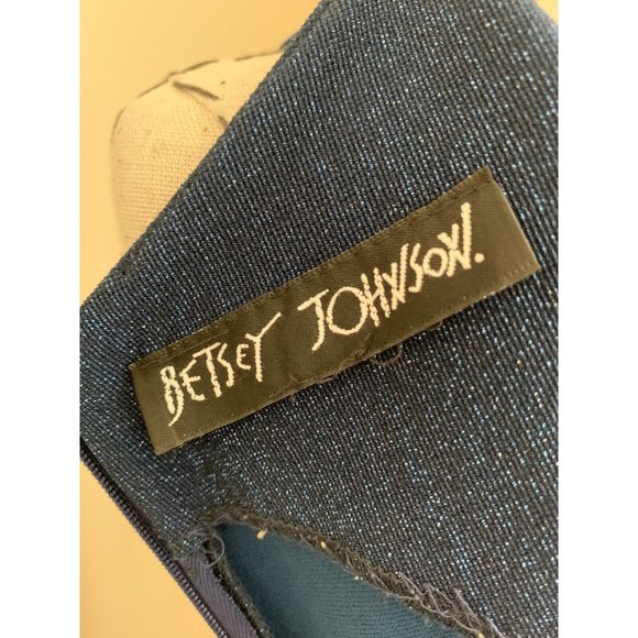 90s Vintage Betsey Johnson Blue Glitter Black Label Dress Party Mod 60s Medium - Picture 7 of 11